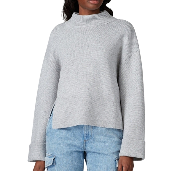 Victor Alfaro Oversized Mockneck Sweater Light Grey Knit Pullover Women's Small - Picture 1 of 13